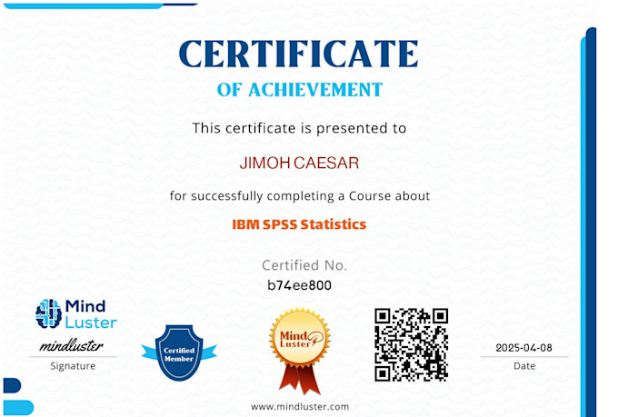 analyze you data using IBM spss for all data visualizations and research works
